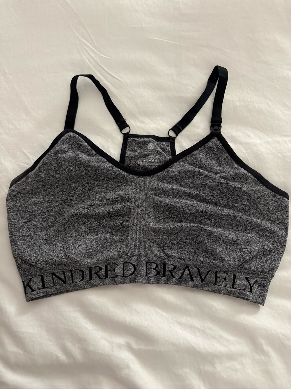 Kindred Bravely Heather Gray Nursing Sleep Bra with Black Trim